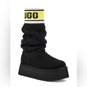 UGG Classic Sweater Letter Boots Black USA Women Size 8/UK 6/EU 39(MSRP$250)